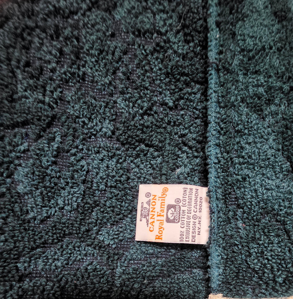 Vintage Hunter Green Lace Trim Hand Towels Washcloth Set Bows Bath 3 Pc