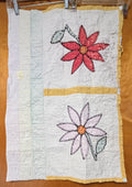 Vintage Cutter Quilt Fragment 28 X 18 Hand Appliqué Flowers 40's Cotton B