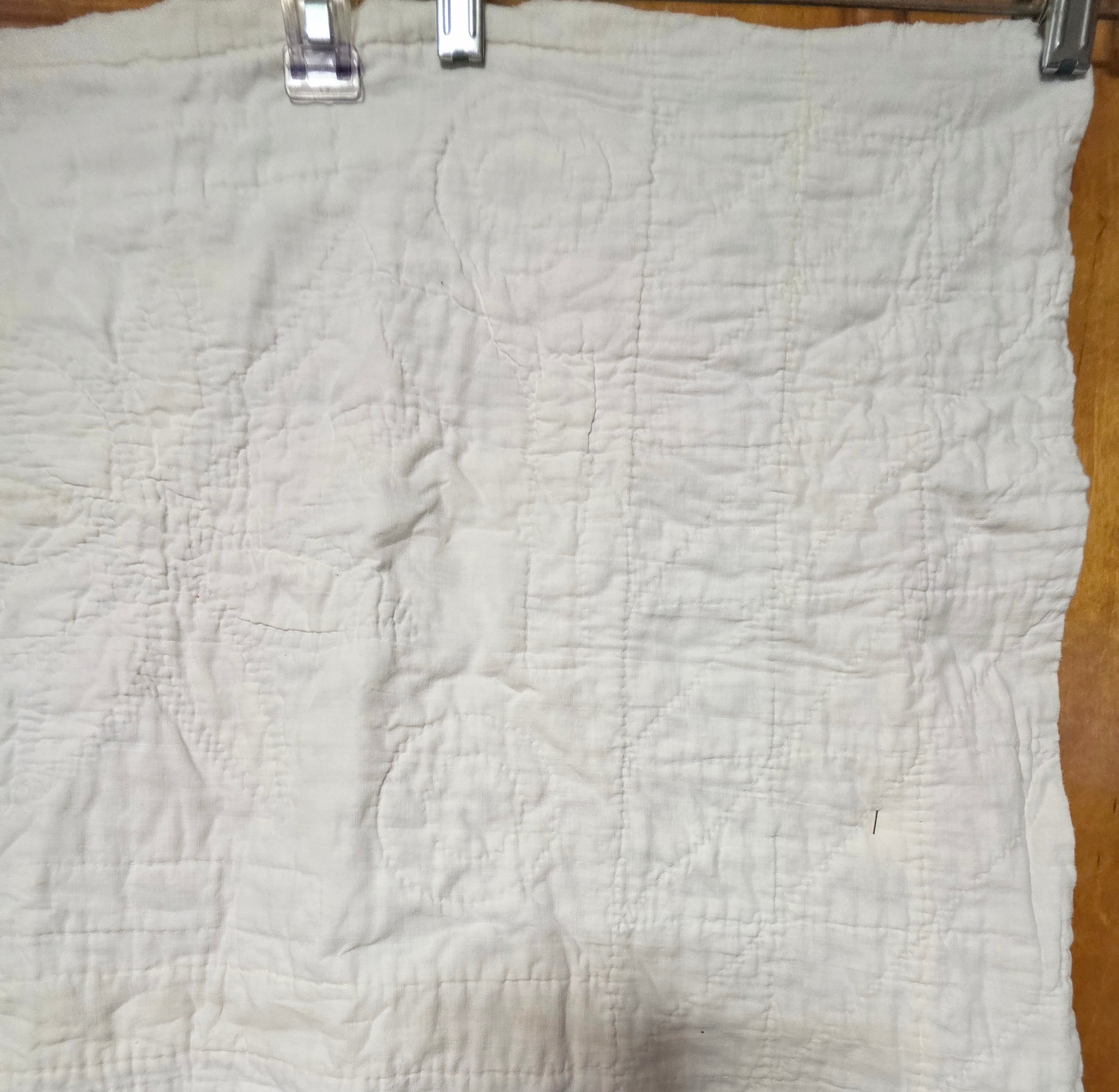 Vintage Cutter Quilt Fragment 28 X 18 Hand Appliqué Flowers 40's Cotton B