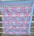 Vintage Hand Pieced Tied Bow Tie Pink Quilt Fragment 28x31 Cottage Farmhouse D