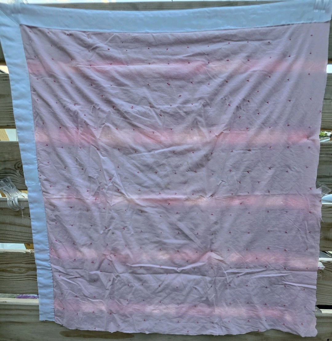 Vintage Hand Pieced Tied Bow Tie Pink Quilt Fragment 28x31 Cottage Farmhouse D