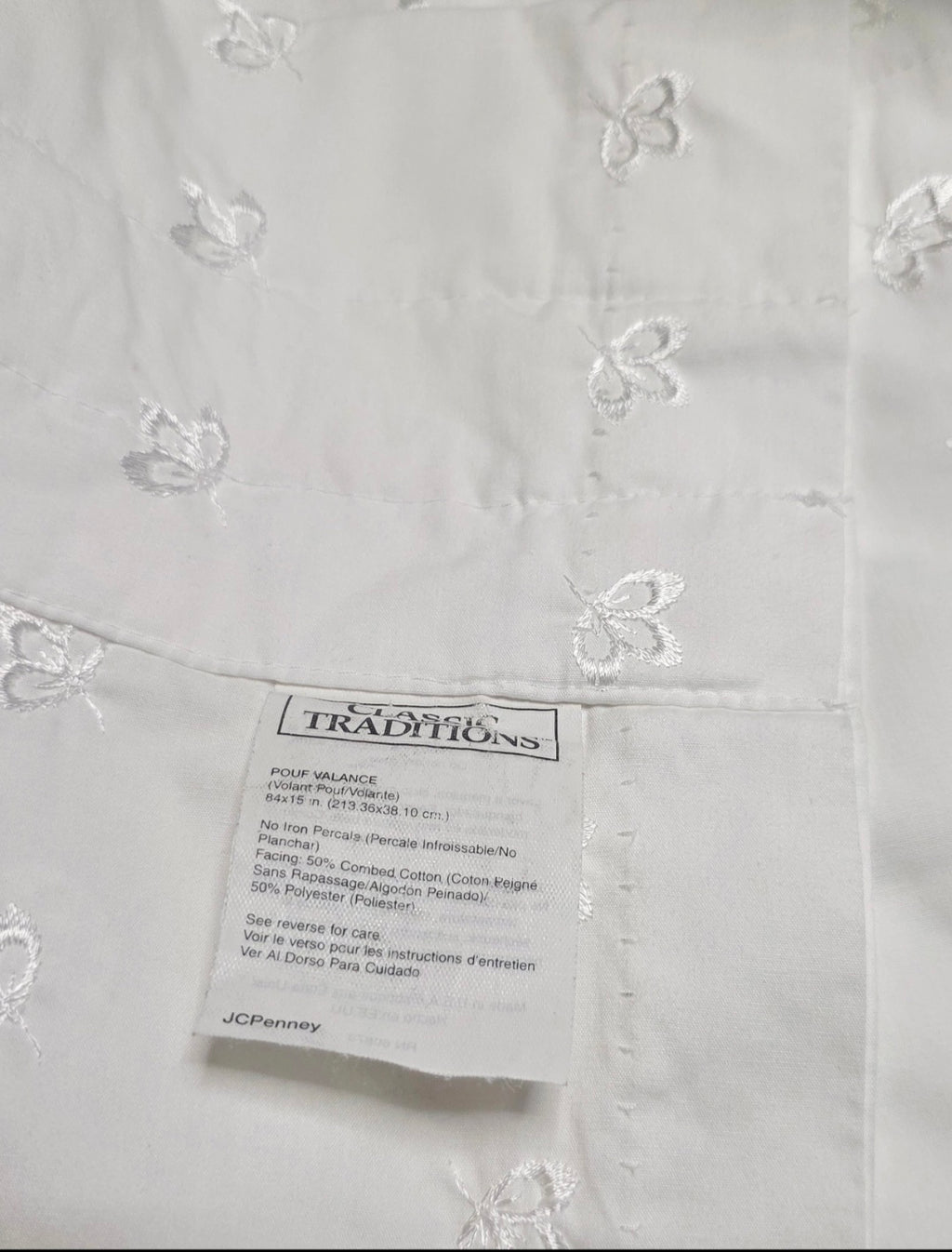 Classic Traditions JCPenney White Embroidered Curtain Set 2 Panels & Valance