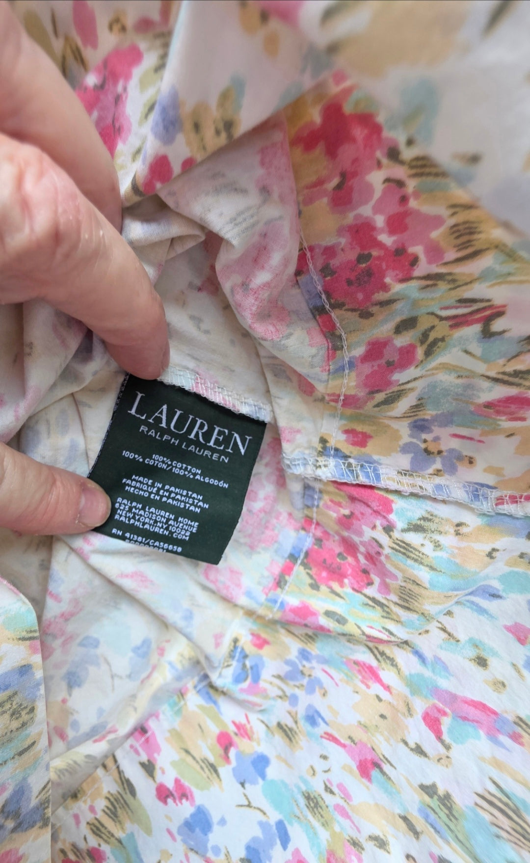 Ralph Lauren Loire Floral Pillowcase Standard 19x32 Cotton Pastels