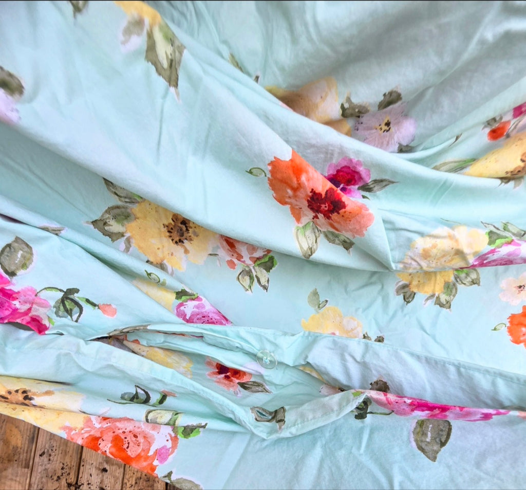 PBteen Junk Gypsy Country Bloom Duvet Cover Full Queen 90x88 Button Close