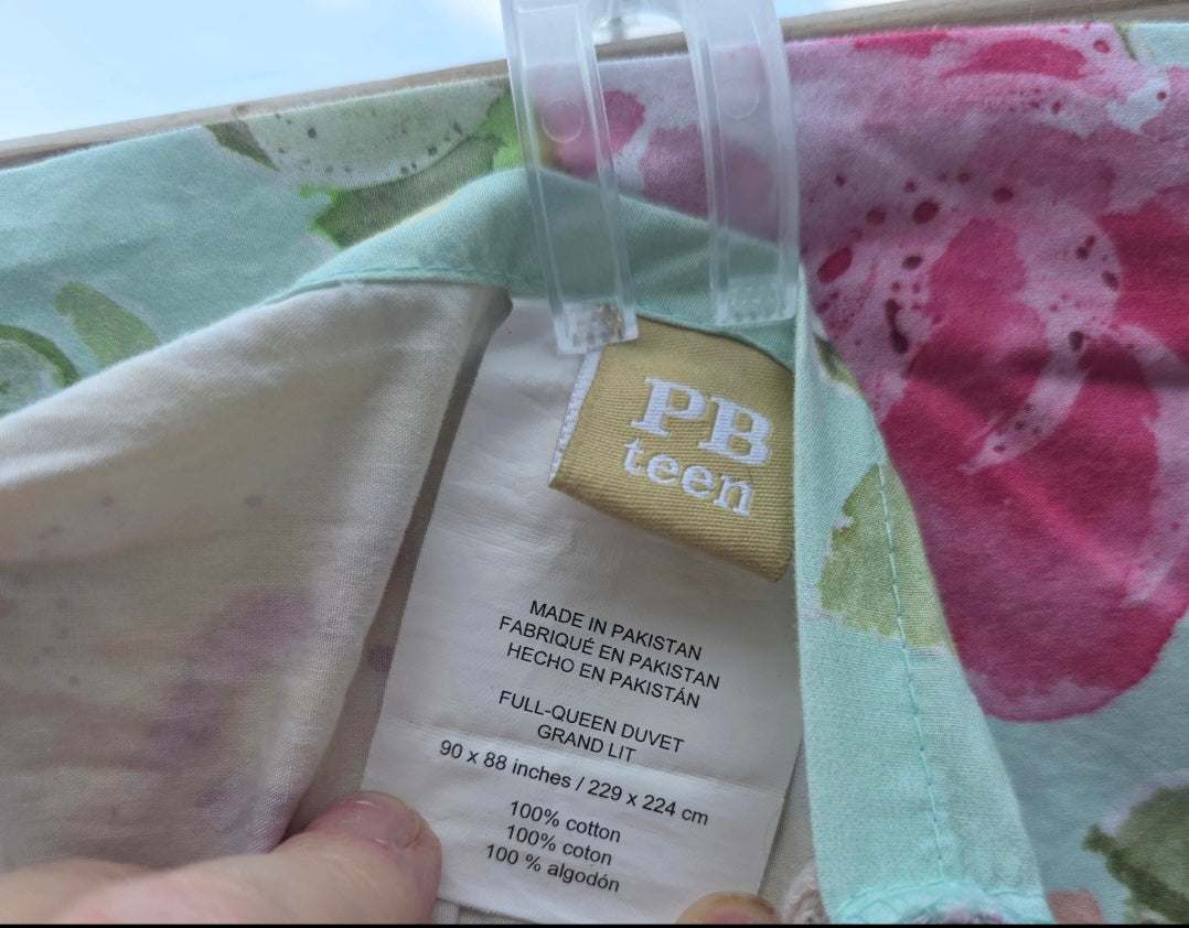 PBteen Junk Gypsy Country Bloom Duvet Cover Full Queen 90x88 Button Close