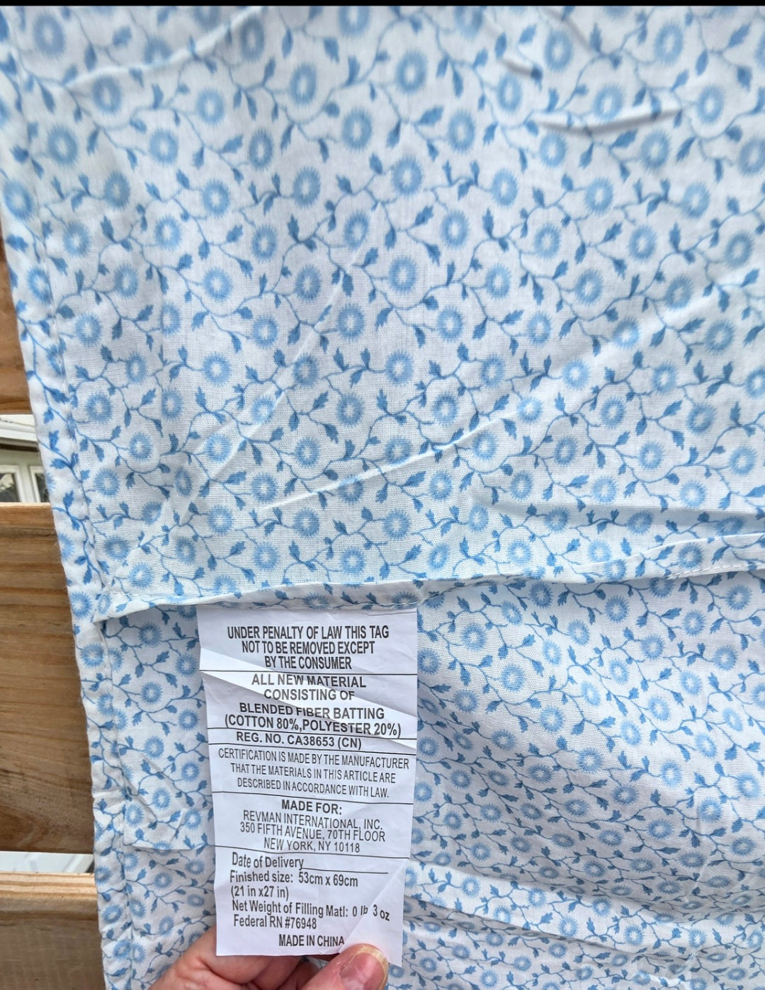 Laura Ashley Kenna Pillow Sham 21x27 Cotton Floral Patchwork Shabby Chic Blue White