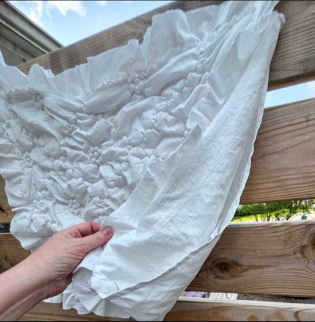 Rachel Ashwell Simply Shabby Chic White Smocked Rosette Ruffled Sham 19x24