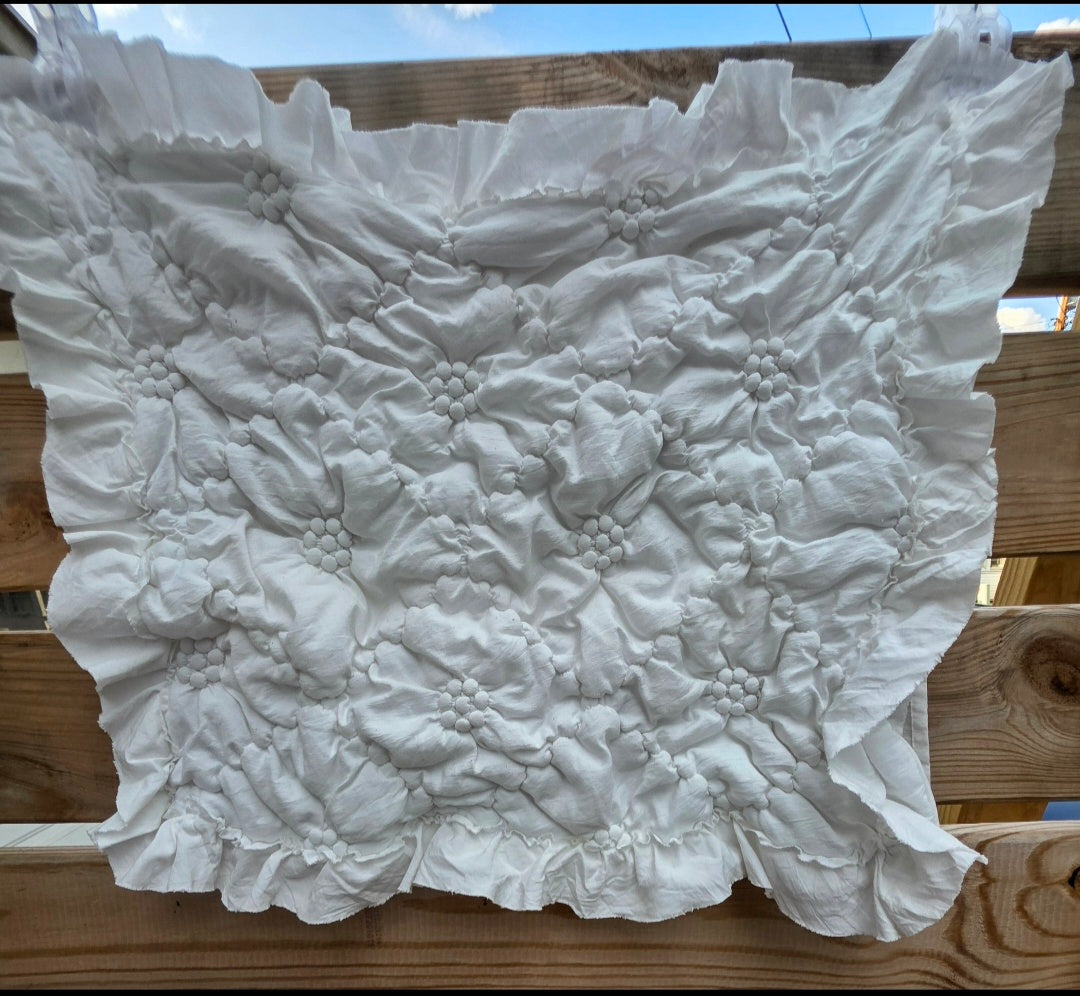 Rachel Ashwell Simply Shabby Chic White Smocked Rosette Ruffled Sham 19x24