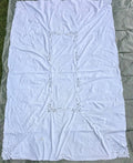 Vintage White Cotton Lace Bedspread Twin  Tablecloth 62" x 95" Floral Cutwork