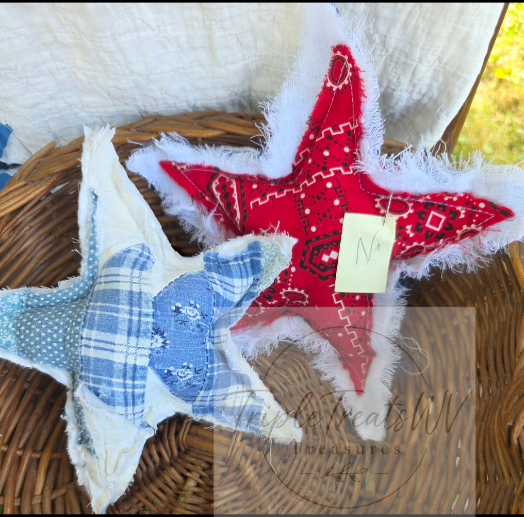 Patriotic Fabric Stars - Bowl Fillers (Set of 2)