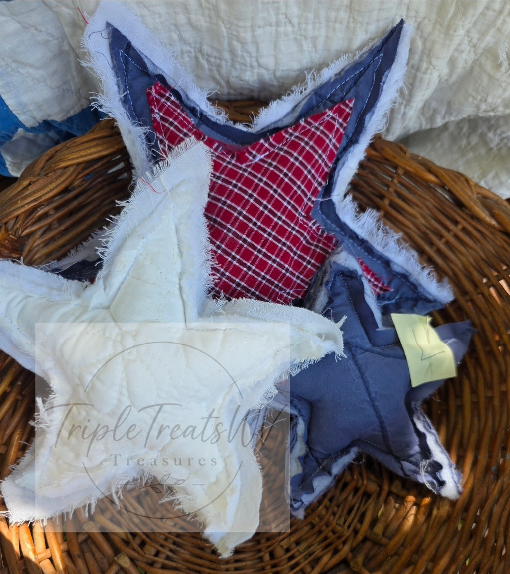 Patriotic Fabric Stars - Bowl Fillers (Set of 3)