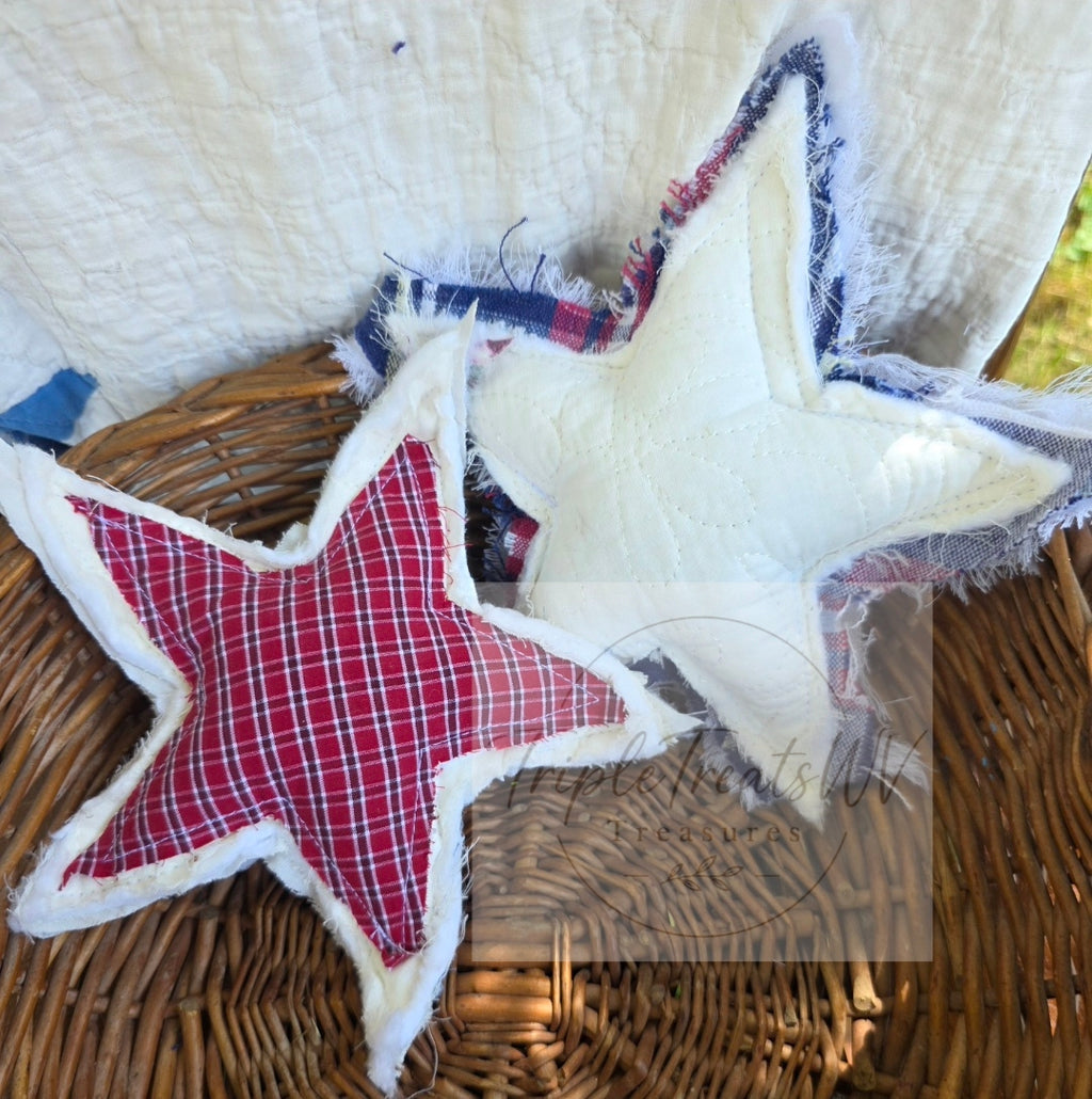Patriotic Fabric Stars - Bowl Fillers (Set of 2)