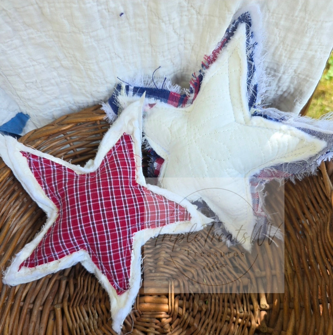 Patriotic Fabric Stars - Bowl Fillers (Set of 2)