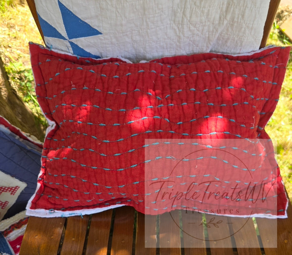 Vintage Quilt Americana USA Pillow | Handmade Patriotic Throw Pillow A