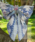 Large Reversible Vintage Quilt Bow - 17" x 25"