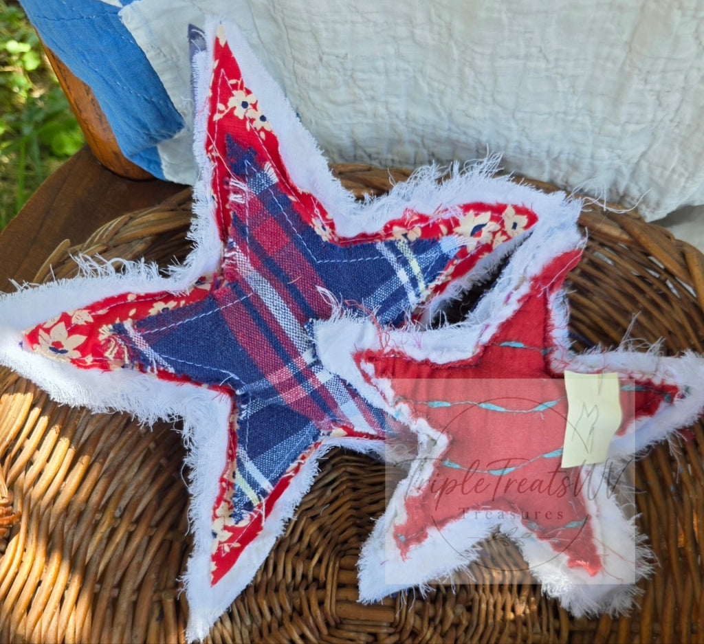 Patriotic Fabric Stars - Bowl Fillers (Set of 2)